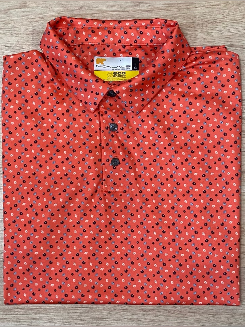 Jack Nicklaus Eco Choice Golf Polo Men’s L Orange Floral Print Performance Shirt
